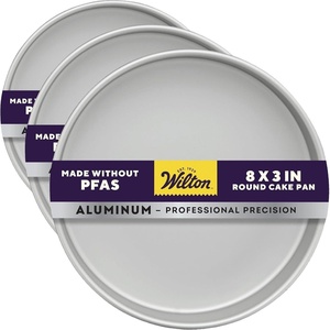 image:imageWilton Aluminum Round Cake Pan Made Without PFAS 8 x 3 in1 Count Pack of 3