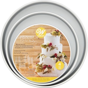 image:imageWilton Aluminum Round Cake Pan Set Made Without PFAS 9 x 2 in4Piece Set Small and Medium