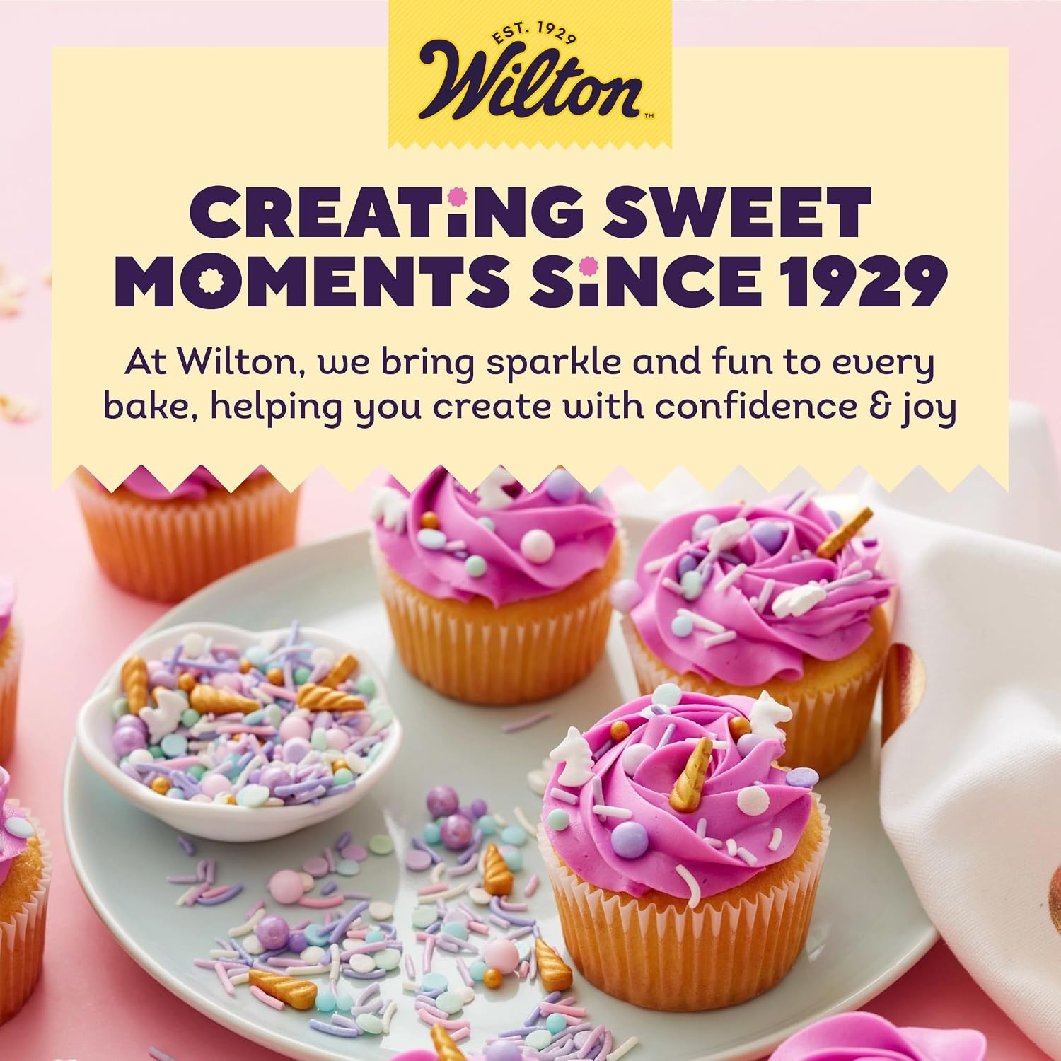 image:imageWilton 6Cell Unicorn Sprinkles Mix with Turning Lid  Edible Unicorn Theme Sprinkle Assortment for Cakes Cookies Cupcakes amp Dessert Decorations  63 oz Pack of 4