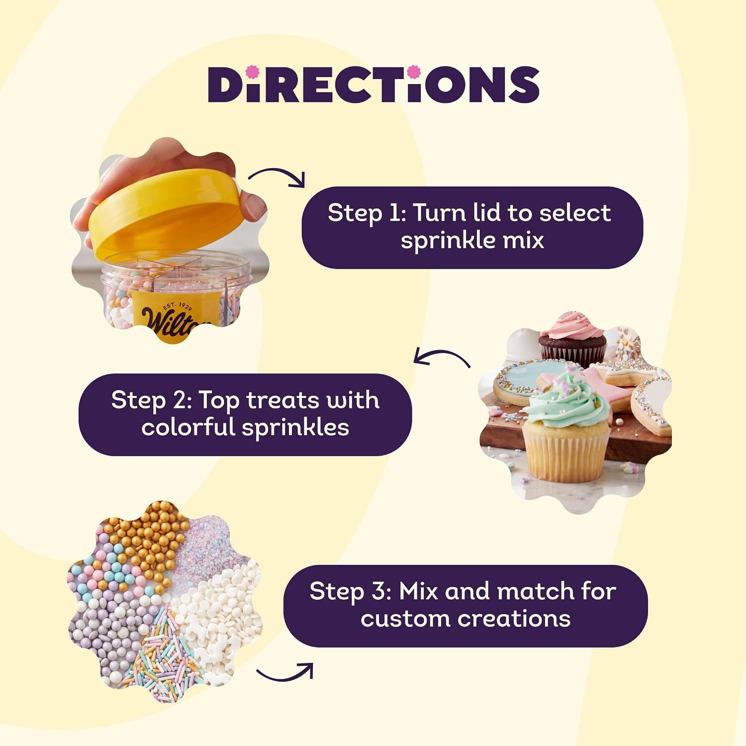 image:imageWilton 6Cell Unicorn Sprinkles Mix with Turning Lid  Edible Unicorn Theme Sprinkle Assortment for Cakes Cookies Cupcakes amp Dessert Decorations  63 oz Pack of 4