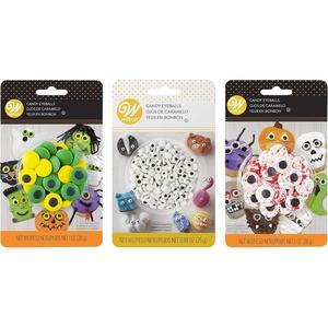 image:imageWilton Edible Candy Eyeball Sprinkles Small Edible Googly Eyes for Decorating Cupcakes Cookies amp Halloween Treats Black and White 088 oz3 Pack